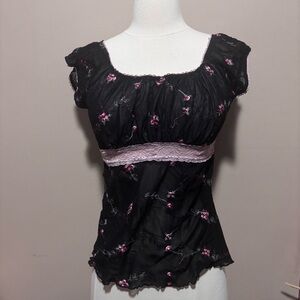 VENUS Black and Pink Floral Chemise